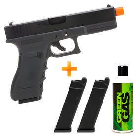 Pistola de Airsoft GBB Kosok G17 + 2 Magazine Extra + Green Gás - E&C