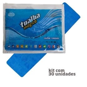 Kit com 30 Toalhas Mágicas Multiuso Azul 1 Lado em Baixo Relevo 75 x 20cm - Fixxar