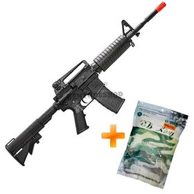 Airsoft Kit Rifle M4 AEG Semi metal SR4-A1 + BB's para Airsoft 0.20g BB King - Branca 5.000un