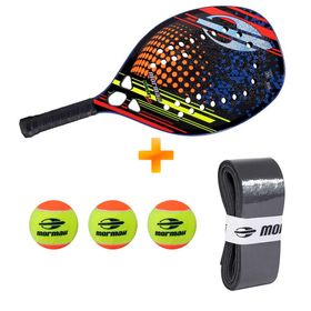 Raquete Beach Tennis Sunset Pro + 3 Bolas Premium + Overgrip Premium - Mormaii