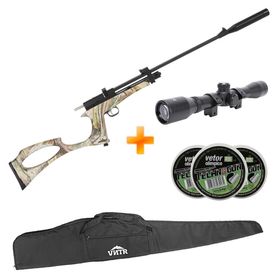 Carabina de Pressão Híbrida CO2 Cobra Camo 4.5mm - QGK + Luneta 4X32 + Capa + Chumbinho
