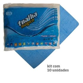 Kit com 10 Toalhas Mágicas Multiuso Azul Sem Relevo 75 x 35cm - Fixxar