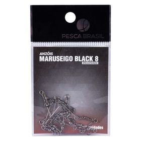 Anzol Maruseigo Black 8 Encastoado - Pacote com 10 Unidades - PESCA BRASIL