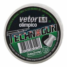 Chumbinho Technogun Vetor Olímpico 5.5mm 125 unid - Kit com 10 Unid.