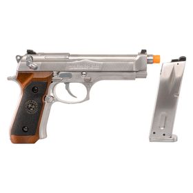 Pistola de Airsoft a Gás GBB Green Gas M92 BIOHAZARD Cromada Full Metal Blowback 6mm - WE