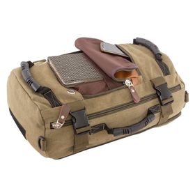 Mochila De Lona E Couro Grande Notebook Luxo 35L - Kaka