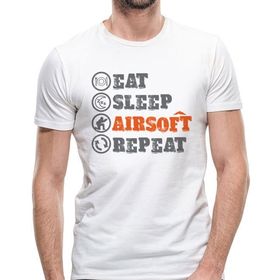 Camiseta Eat Sleep Airsoft Repeat Branca - VNTR