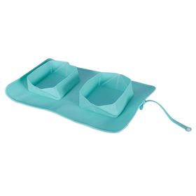 Comedouro e Bebedouro Duplo Portátil em Silicone - PAWS