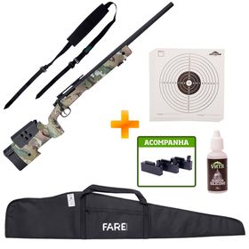 KIT: Sniper de Airsoft M40 SA-S02 Core S-Series Multicam - Specna Arms + Capa + Bandoleira + Óleo de Silicione + Alvos