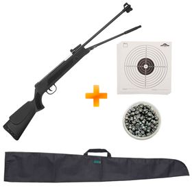 Carabina de Pressão Under-B Preta 5.5mm Gás Ram - QGK + Capa + Chumbinhos + Alvos
