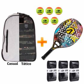 Kit: Raquete Acte BT795 + Mochila + 5 Bolas Beach Tennis + 3 OverGrip