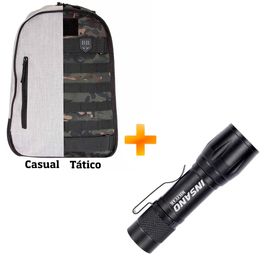 Mochila Dupla Face Sentinela 20L Cinza/Multicam Black - BR Force + Lanterna Attack Lampião