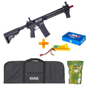 Rifle de Airsoft AEG M4 Carbine Long SA-E06 Black EDGE E-Series - Specna Arms + Capa + Bateria e Carregador + BB's