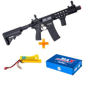 Rifle de Airsoft AEG M4 RIS Silencer SA-E05 RRA Black EDGE 2.0 Gatilho Eletrônico Gate Aster - Specna Arms + Bateria e Carregador