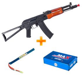 Rifle de Airsoft AEG AK74u Wood SA-J08 Serie EDGE - Specna Arms + Bateria e Carregador