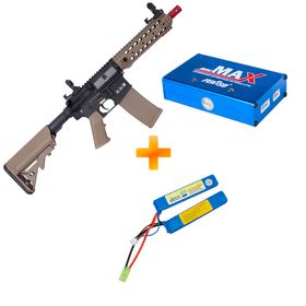 Rifle de Airsoft AEG M4 SA-F01 Half Tan Serie FLEX - Specna Arms + Bateria e Carregador