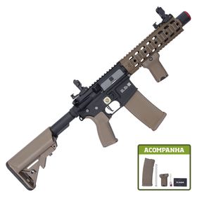 Rifle de Airsoft AEG M4 RIS Silencer SA-E05 RRA Half Tan EDGE 2.0 Gatilho Eletrônico Gate Aster - Specna Arms