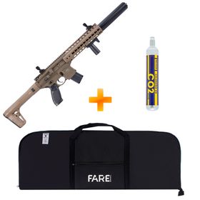 KIT: Rifle Airgun CO2 Sig Sauer MCX-177 Tan + CO2 + Capa
