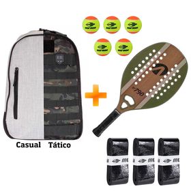 Kit: Raquete Acte BT790 + Mochila + 5 Bolas Beach Tennis + 3 OverGrip