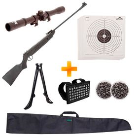 KIT: Carabina de Pressão Rossi Sport UP 5.5mm + Luneta 4x20 + Capa + Chumbinho + Porta Chumbinho + Bipé + Alvos