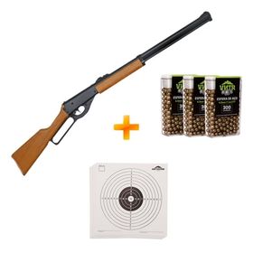 Kit Carabina de Pressão Crosman Sheridan Cowboy 4.5m + Esferas de Aço + Alvos