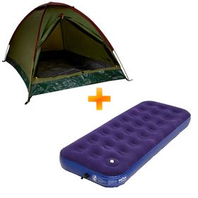 Kit Barraca Panda para 2 Pessoas Verde - Nautika + Colchão Inflável Solteiro