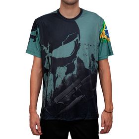 Camisa Masculina Brk Militar Caveira Brasil 9mm Com Proteção UV50 - BRK
