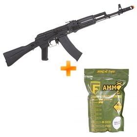 Rifle de Airsoft Elétrico AEG AKS 74MN Full Metal FM-12 6mm – QGK + BBs