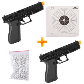 Kit com 2 Pistolas de Airsoft Spring S23 6mm G23 - QGK + BBs + Alvos