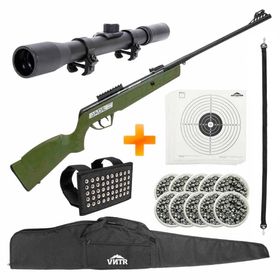 Carabina de Pressão CBC Jade Mais Oxidada Verde 5.5mm + Luneta 4x20 + Capa + Porta Chumbinho + Bandoleira + Chumbinhos + Alvos