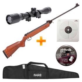 Carabina de Pressão Rossi Nova Dione Madeira 5.5mm + Luneta 4x32 + Capa + Chumbinho + Alvos
