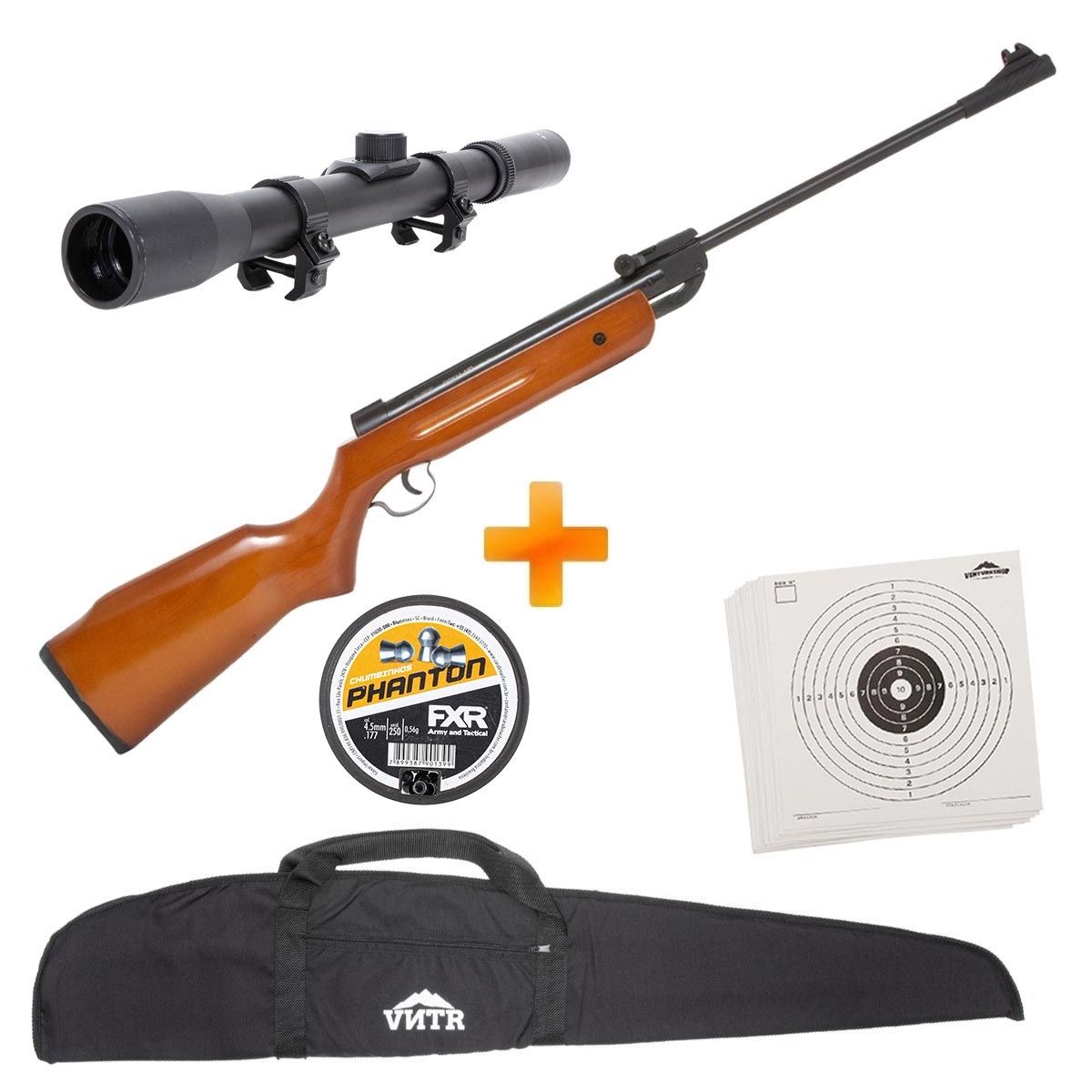 Carabina de Pressão QGK14 Madeira 4.5mm + Super Combo