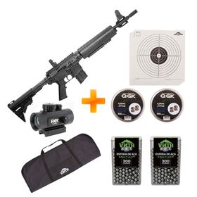 Carabina de Pressão M4-177 Multi Pump Crosman 4.5mm + Red Dot + Capa + Esferas de Aço + Chumbinhos + Alvos