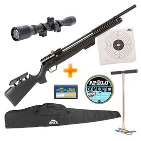 Carabina de Pressão PCP Puncher Maxi S Silent 6.35mm - KRAL ARMS + Bomba + Luneta 4x32 + Capa + Chumbinho + Alvos