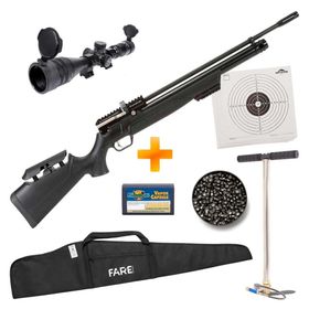 Carabina de Pressão PCP Puncher S 5.5mm - KRAL ARMS + Bomba + Luneta Custom + Capa + Chumbinho + Alvos