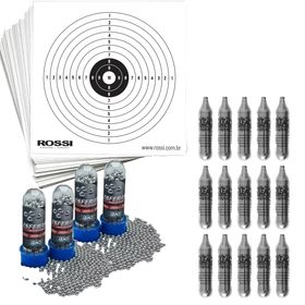 1200 Esferas de Aço 4.5mm + 15 Co2 12g  +50 Alvos