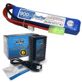 Bateria Lipo Airsoft F15 25C 11.1V 900mAh + Carregador