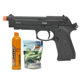 Pistola Airsoft GBB Beretta M92 Full Metal Blowback + Itens+