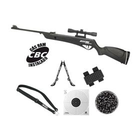 Carabina Pressão Cbc Jade Pro Nitro Oxidada Preta 5,5 + KIT4