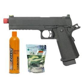 Pistola Airsoft 1911 Black Devil Blowback + Green Gas + bbs