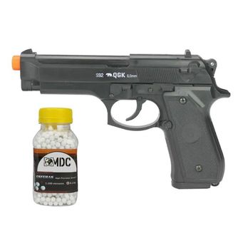 Pistola de Airsoft Spring S92 6mm M92 - QGK + BBs + Alvos