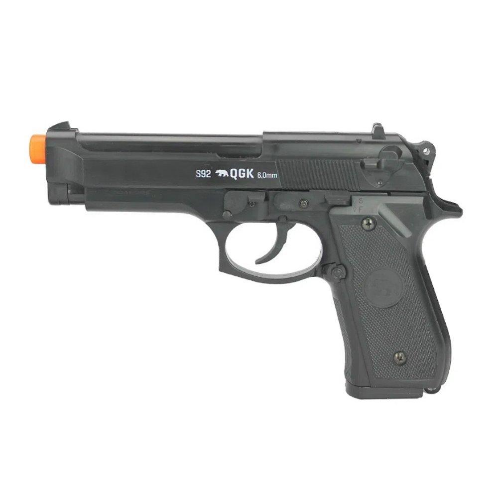 Pistola de Airsoft Spring S92 6mm M92 - QGK + BBs + Alvos - Ventureshop