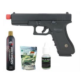 Pistola Airsoft GBB Glock VG V17 Full Metal Blowback + Gás +