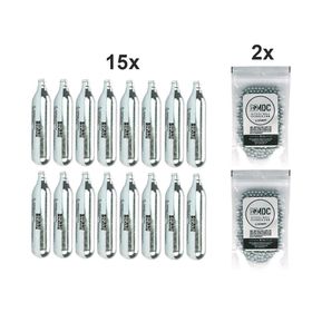 Kit 15 Cilindros Co2 12g + 600unds Esferas De Aço 6mm