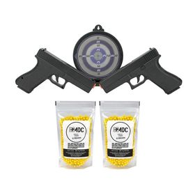 Kit 02 Pistolas Airsoft Spring Glock GK-V307 + Alvo + BBs