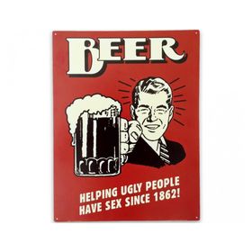 Placa Decorativa - Beer (vermelho) - 39x30 Cm - All Classics