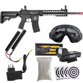 Rifle Airsoft Fuzil Aeg Ar15 Neptune 10 Rossi Óculos+ Reddot