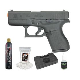 Pistola Airsoft Gas Gbb Glock G42+BBs+Gás+Case+Silicone