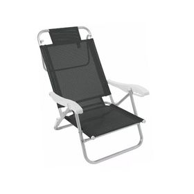 Cadeira Praia Em Aluminio Banho De Sol Preta - Zaka