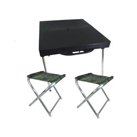 Mesa Maleta Dobrável camping e praia + 2 Banquetas Alumínio